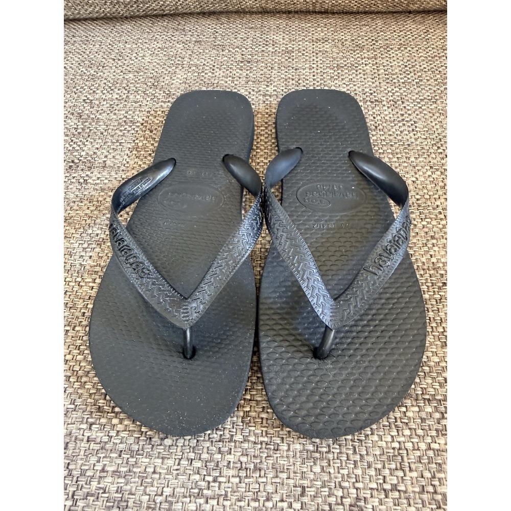 Havaianas Flip Flops Women's 6 Black Rubber Sandals Beach‎ Summer